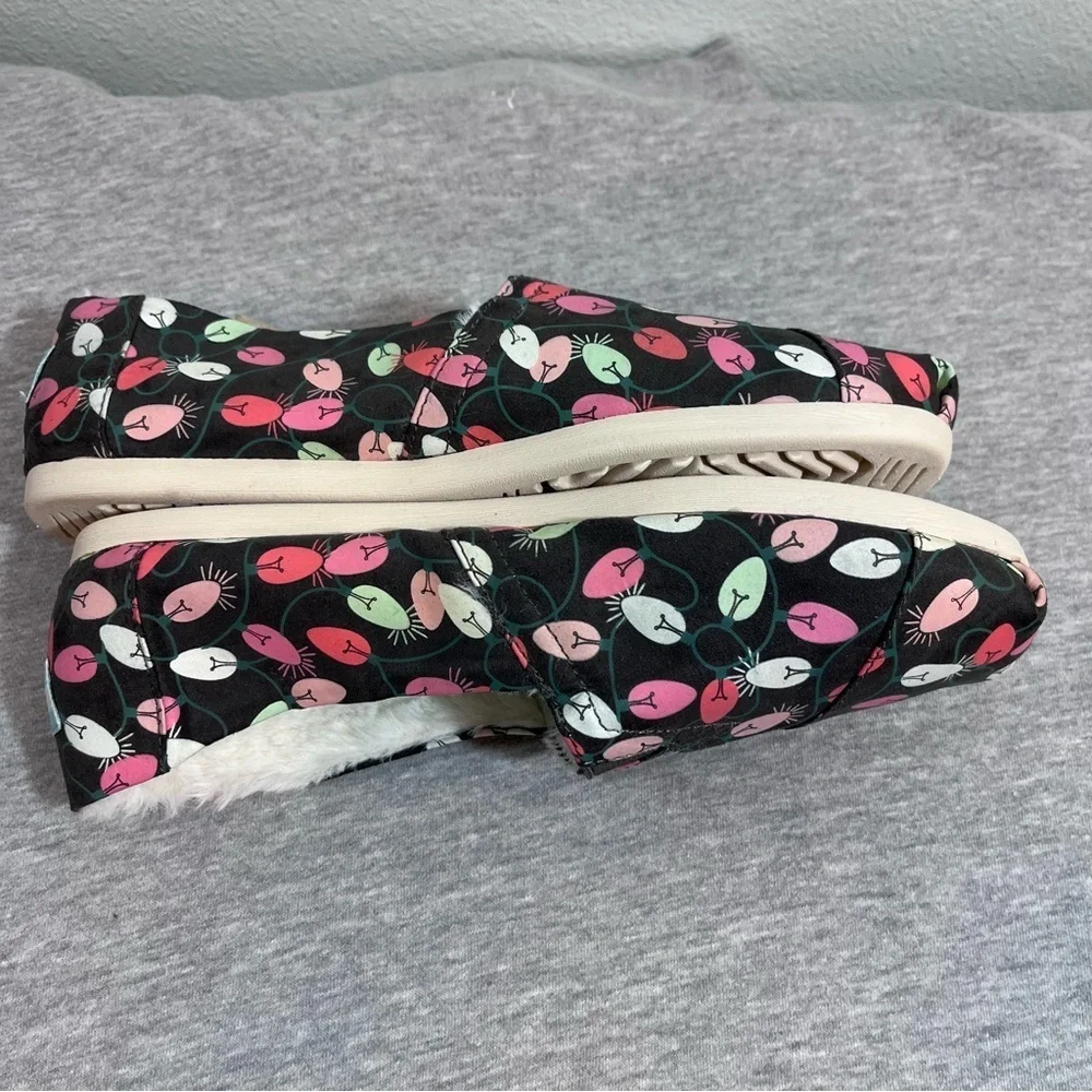 TOMS Glow-In-The-Dark Christmas Light Alpargatas Faux Fur Women’s Size 8